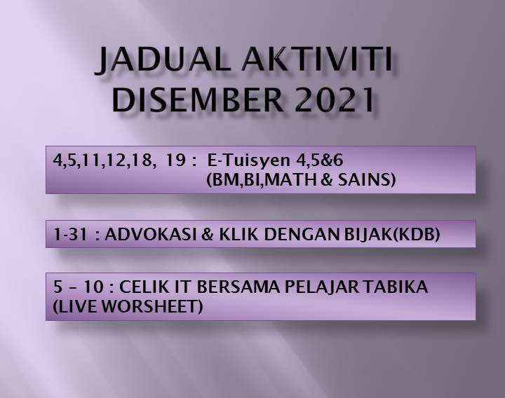 JADUAL AKTIVITI DISEMBER 2021