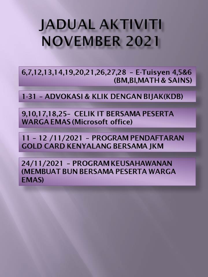 JADUAL AKTIVITI NOVEMBER  2021