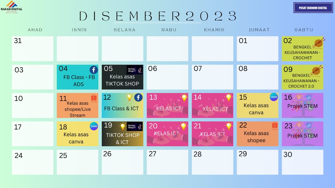 Jadual aktiviti Disember