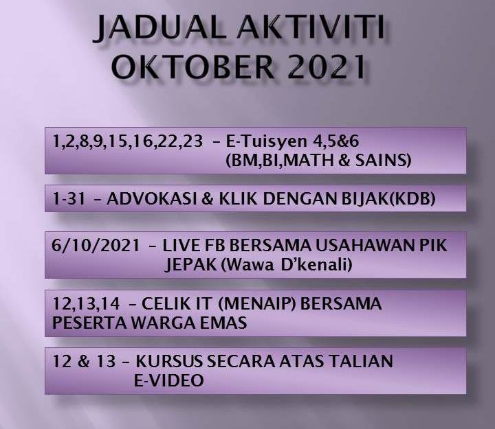 JADUAL AKTIVITI OKTOBER 2021